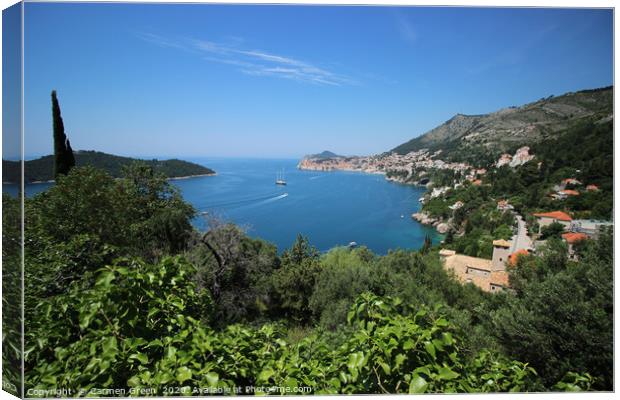 View over Dubrovnik and Lokrum island, Croatia  Canvas Print by Carmen Green