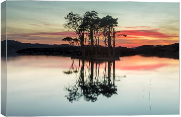Fire in the sky at Loch Assynt Canvas Print by Peter Scott