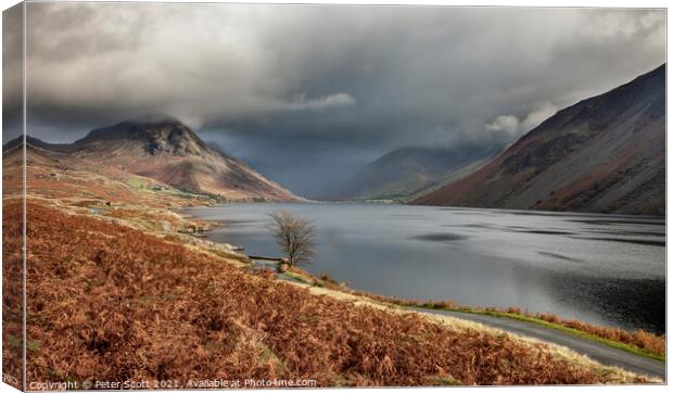 Stormy skies at Wastwater Canvas Print by Peter Scott