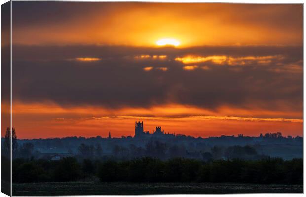 Sunrise behind Ely Cathedral, 6th May 2021 Canvas Print by Andrew Sharpe