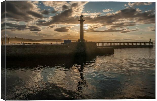 Whitby Piers Canvas Print by Andrew Sharpe