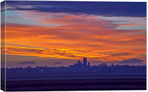 Sunrise over Ely Cathedral, 10th December 2018 Canvas Print by Andrew Sharpe
