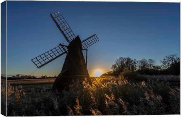 Sunset over Wicken Fen, 28th October 2018 Canvas Print by Andrew Sharpe