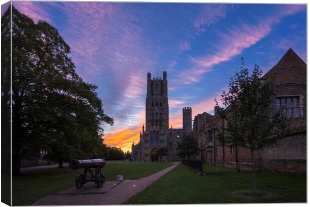 Pre-dawn clouds behind Ely Cathedral, 28th September 2018 Canvas Print by Andrew Sharpe