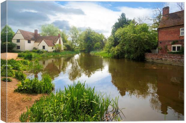 Willy Lott's Cottage and Flatford Mill, Flatford Canvas Print by Andrew Sharpe