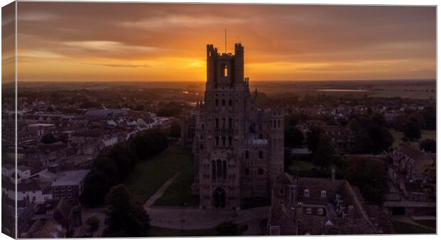 Sunrise behind Ely Cathedral, 28th September 2021 Canvas Print by Andrew Sharpe