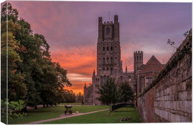 Sunrise behind Ely Cathedral, 28th September 2021 Canvas Print by Andrew Sharpe