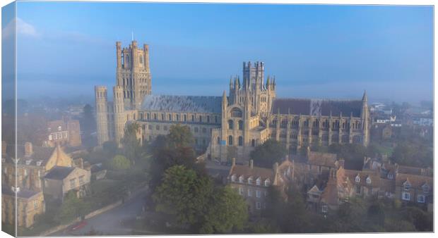 Misty morning in Ely, 9th October 2021 Canvas Print by Andrew Sharpe