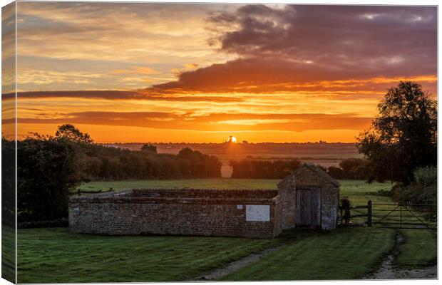 Sunrise over Ely, as seen from Coveney, 22nd October 2021 Canvas Print by Andrew Sharpe