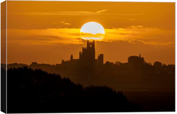 Sunrise behind Ely Cathedral, 25th October 2021 Canvas Print by Andrew Sharpe