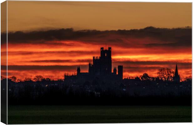 Pre-dawn glow over Ely, Cambridgeshire, 29th January 2022 Canvas Print by Andrew Sharpe