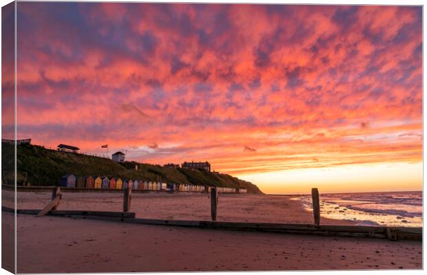 Sunset over Mundesley, Norfolk, 19th June 2022 Canvas Print by Andrew Sharpe