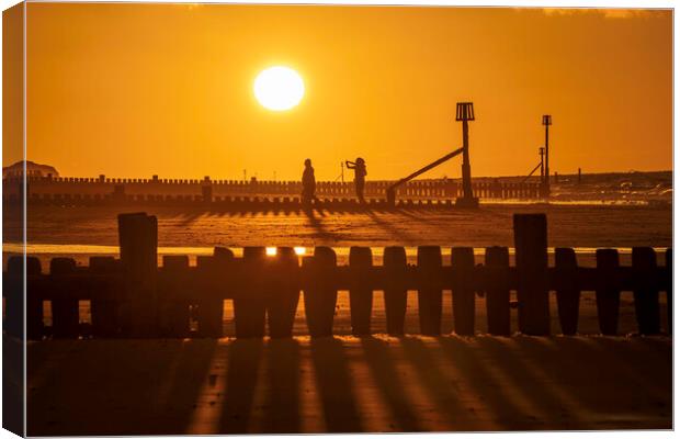 Sunset over Mundesley, Norfolk, 19th June 2022 Canvas Print by Andrew Sharpe
