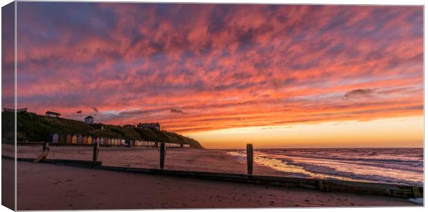 Sunset over Mundesley, Norfolk, 19th June 2022 Canvas Print by Andrew Sharpe