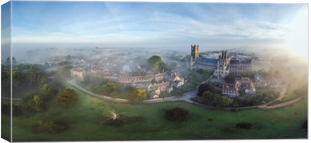 Misty dawn over Ely, 3rd September 2023 Canvas Print by Andrew Sharpe