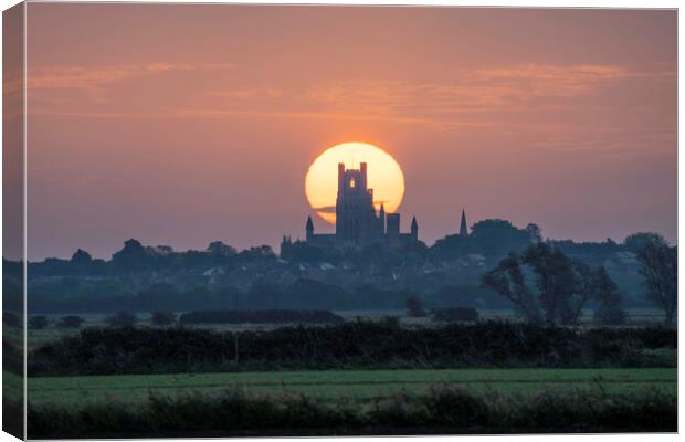 Sunrise behind Ely Cathedral, 7th October 2023 Canvas Print by Andrew Sharpe