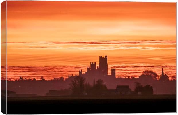 Dawn over Ely Cathedral, 22nd November 2023 Canvas Print by Andrew Sharpe