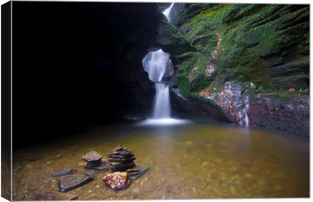 St Nectan's Kieve and waterfall Canvas Print by Andrew Sharpe