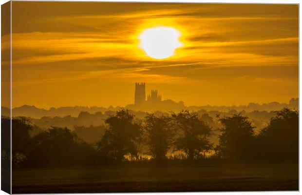 Sunrise over Ely Cathedral, 11th September 2016 Canvas Print by Andrew Sharpe