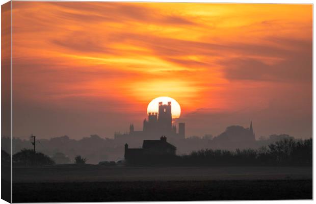 Dawn over Ely, Cambridgshire Canvas Print by Andrew Sharpe