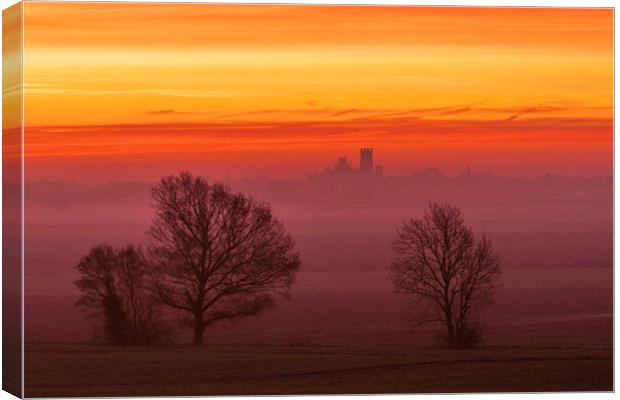 Dawn over Ely, 5th December 2019 Canvas Print by Andrew Sharpe