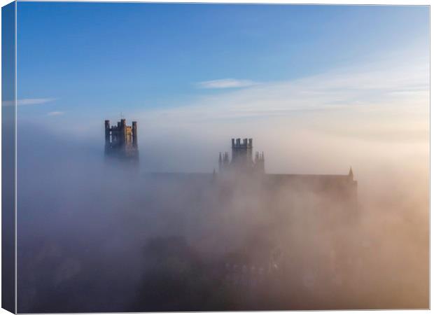 Ely Cathedral on a misty morning, 16th June 2020 Canvas Print by Andrew Sharpe