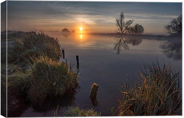 Dawn over the River Great Ouse, Ely, 1st April 2016 Canvas Print by Andrew Sharpe