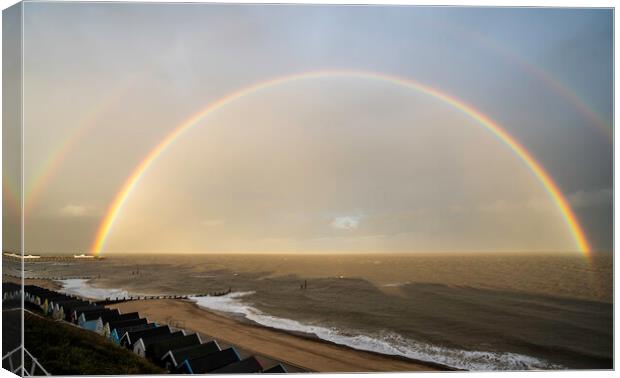 Farewell rainbow over Southwold, 27th September 2019 Canvas Print by Andrew Sharpe
