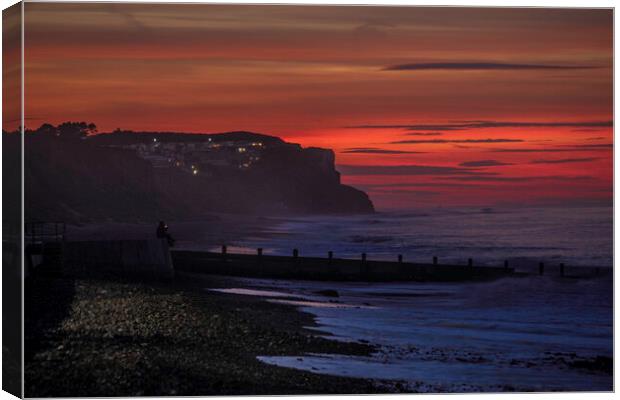 Sunset over Cromer, 25th September 2018 Canvas Print by Andrew Sharpe