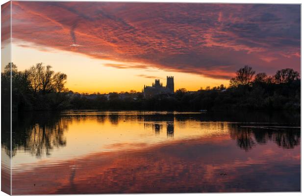 Sunset over Ely, 6th November 2020 Canvas Print by Andrew Sharpe