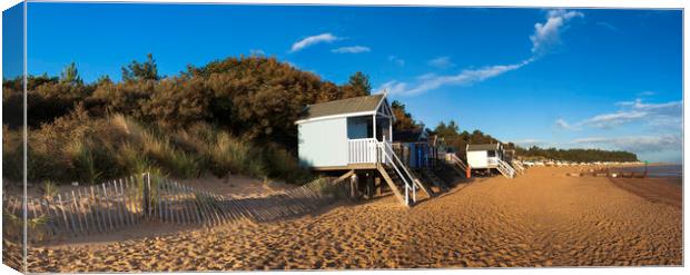 Beach-huts on Wells-next-the-Sea beach, North Norfolk coast Canvas Print by Andrew Sharpe