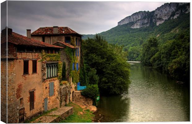 The gorge at Saint-Antonin-Noble-Val  Canvas Print by David Tanner
