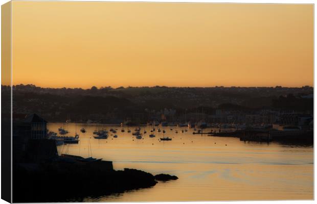 Sunrise over Sutton Harbour, Plymouth Canvas Print by David Tanner
