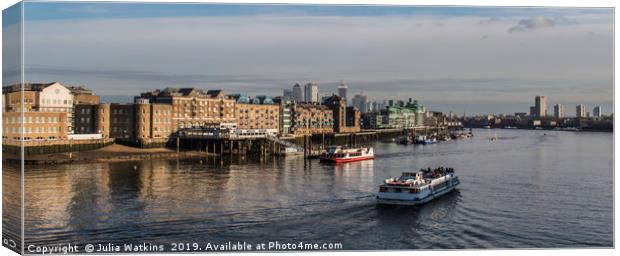 River Thames with view of the city  Canvas Print by Julia Watkins