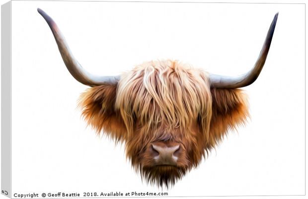 Highland cow cattle abstract digital art original Canvas Print by Geoff Beattie