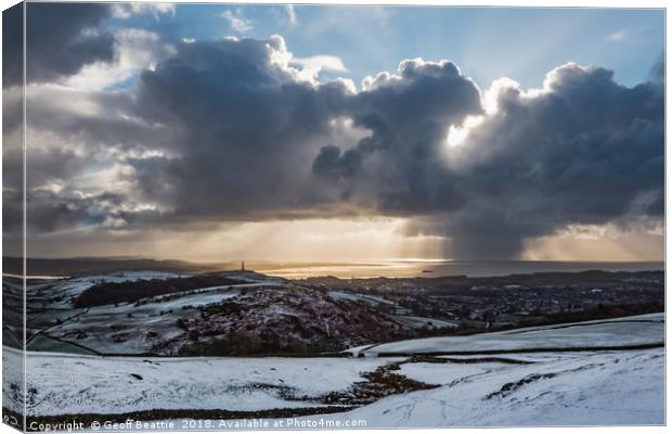 Snow storm moving in to Ulverston, Cumbria Canvas Print by Geoff Beattie
