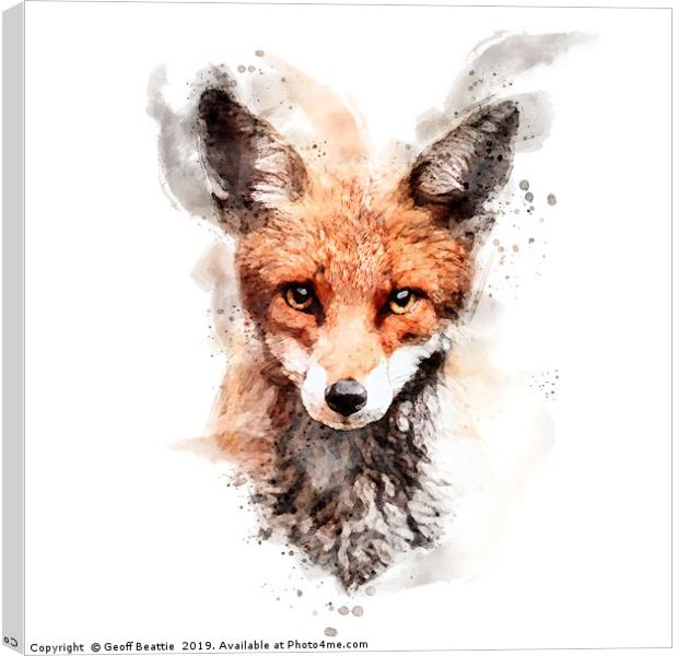 Red fox in watercolour Canvas Print by Geoff Beattie