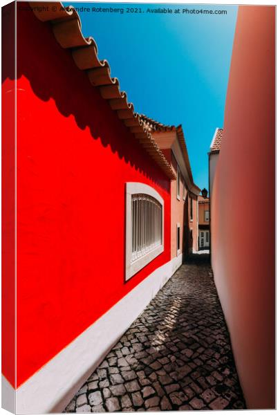 Narrow alleyway in Cascais, Portugal Canvas Print by Alexandre Rotenberg