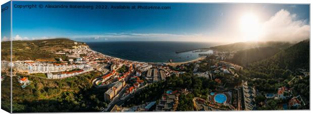 Aerial panoramic biew of the Sesimbra, Portugal Canvas Print by Alexandre Rotenberg