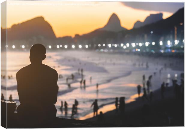 Copacabana Beach, Rio de Janeiro at sunset Canvas Print by Alexandre Rotenberg