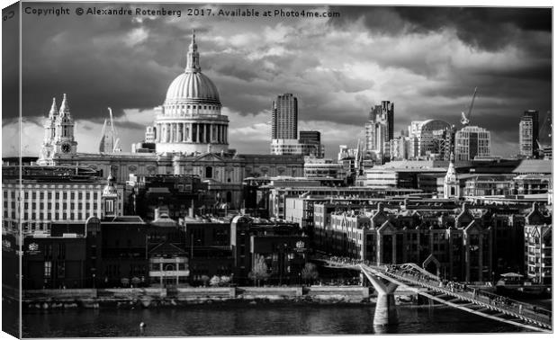 St. Paul's Cathedral and Millennium Bridge, London Canvas Print by Alexandre Rotenberg