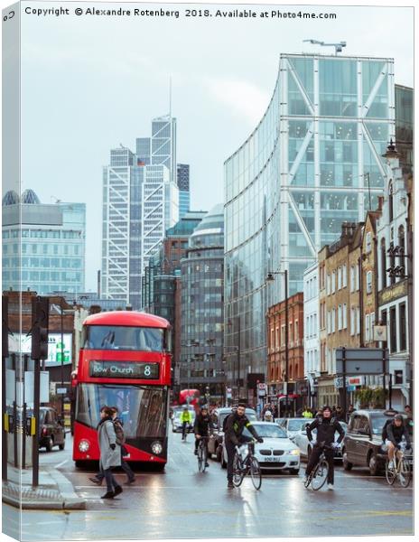Red bus in City of London Canvas Print by Alexandre Rotenberg
