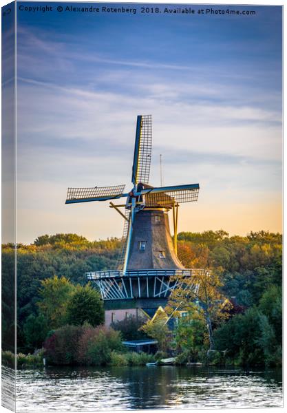 Dutch Windmill at sunrise Canvas Print by Alexandre Rotenberg
