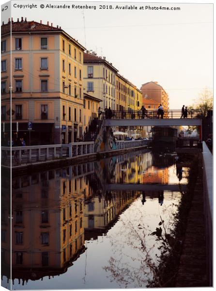 Naviglio Pavese in Milan, Lombary, Italy Canvas Print by Alexandre Rotenberg