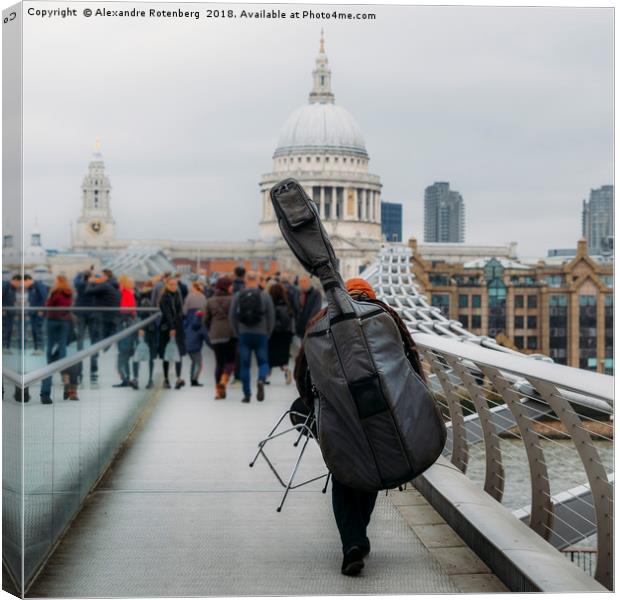 Street musician on Millennium Bridge, London Canvas Print by Alexandre Rotenberg
