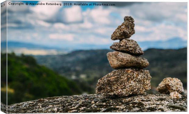 Rock cairn trail marker  Canvas Print by Alexandre Rotenberg