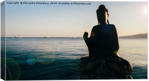 Partial silhouette of wooden Buddha in water Canvas Print by Alexandre Rotenberg