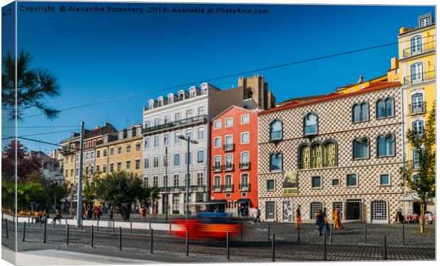 Azulejo tiled buildings in Alfama, Lisbon Canvas Print by Alexandre Rotenberg