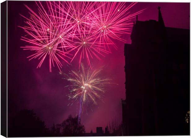 Ely Fireworks Canvas Print by Kelly Bailey