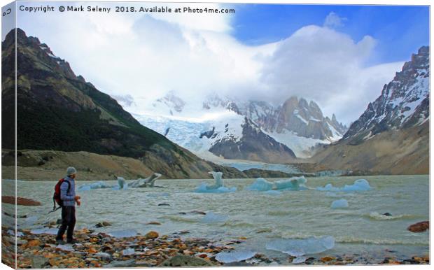 Icebergs at the lake in Fitz Roy Massive Canvas Print by Mark Seleny